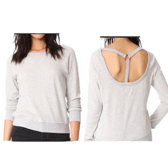 NWT Pam & Gela Strap Back Sweatshirt Heather Grey Women Size Small‎ - Picture 1 of 10